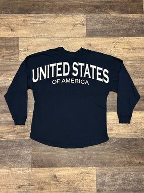 Long Sleeve Spirit T-Shirt Men’s Sz Medium Navy Crew Neck Pullover America U.S.A